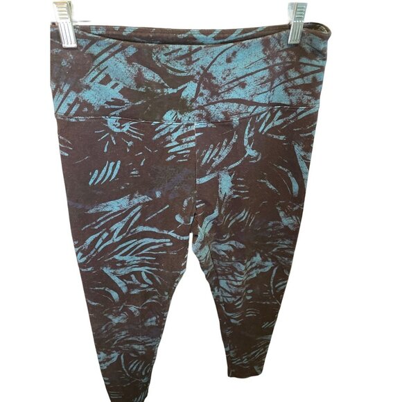 Soft Surrounding Blue Black Tropical Pattern Athletic Yoga Pants Sz M - Picture 4 of 10